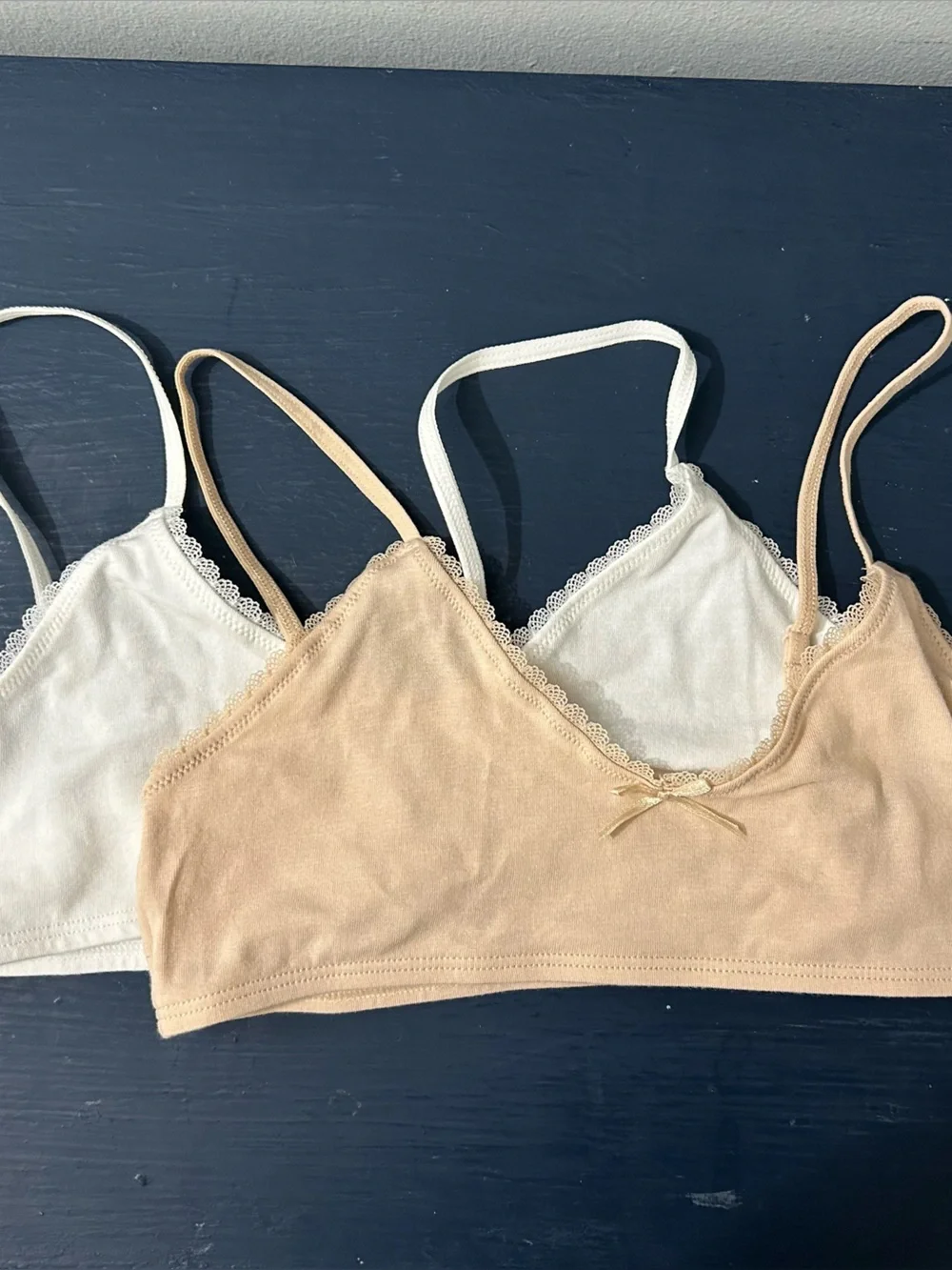 Target Girls 2-Pack Cream and Tan Cotton Bralette Tops NWOT